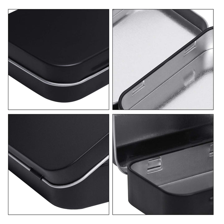 Metal Rectangular Hinged Tins - Pack of 40 Matte Black Mini Portable Box Containers Small Empty Storage Tins with Lids Home Organizer Kit for Storage Drawing Pin Jewelry Crafts