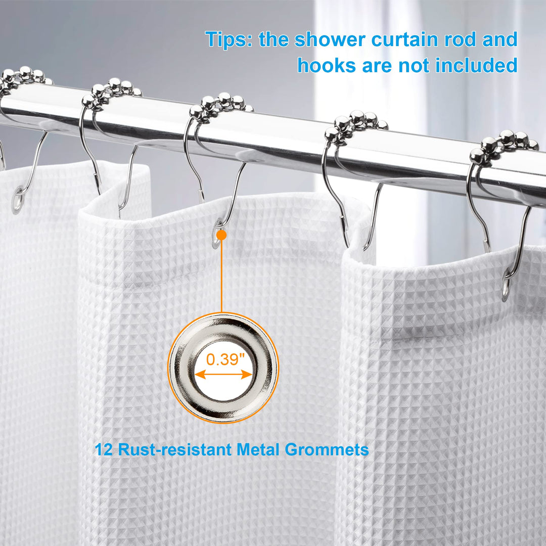 78 Inch Shower Curtain Fabric, Waffle Shower Curtain 72x78 Inches, Long Shower Curtain White Heavy Duty Hotel Quality Bathroom Shower Curtains