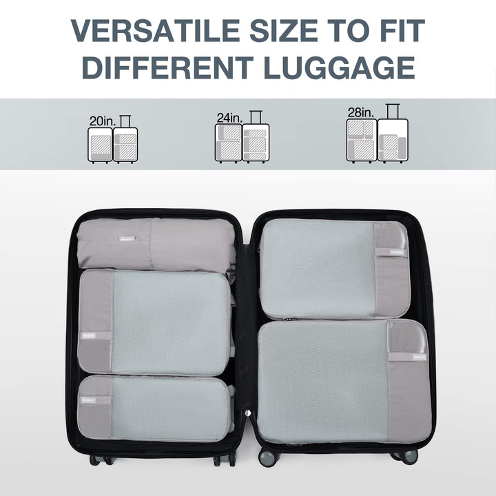 6 Set Compression Packing Cubes for Travel, Lightweight Vacation Travel Essentials for Men, Travel Accessories for Suitcase Organizer Bags Set, Durable Luggage Organizer Travel Bags