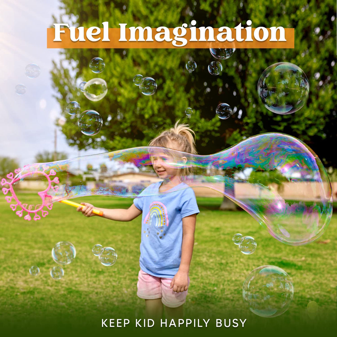 Big Bubble Wands Set Bulk for Kids Summer Outdoor Activity Party Favors, 18 Pcs Giant Bubble Maker with Tray, 12 Large, 6 Pcs Bubble Solution Suitable for All Age People