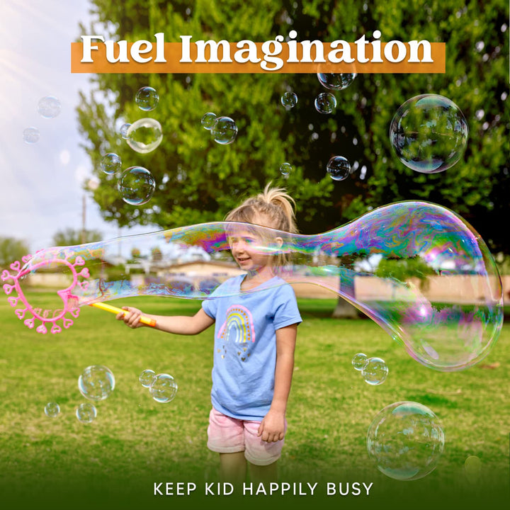 Big Bubble Wands Set Bulk for Kids Summer Outdoor Activity Party Favors, 18 Pcs Giant Bubble Maker with Tray, 12 Large, 6 Pcs Bubble Solution Suitable for All Age People