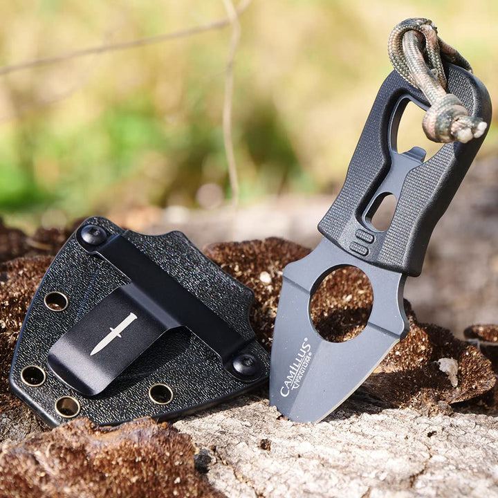 Heater II 4.25 Compact Durable Corrosion-Resistant 420 Stainless Steel Survival Tactical Fixed Blade Neck Knife, Molded Sheath with Belt Clip Included