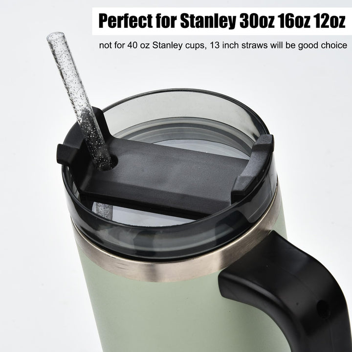12-Pack Glitter Reusable Clear Plastic Straws, 11 Long Hard Tumbler Drinking Straws with Cleaning Brush (10 Colors)