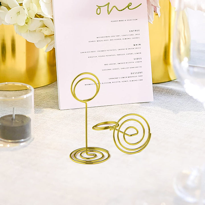 40pcs Gold Table Number Holders, 3.3 Inch Place Card Holder Cute Table Card Holders for Picture Photo, Food Signs Memo Name Note Table Number Stands Ideal for Wedding, Restaurants, Anniversary Party