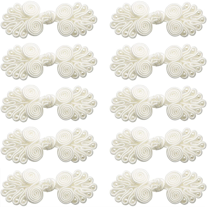 10PCS Chinese Closure Buttons, Chinese Knots Frog Buttons Closure Sewing Buttons Fasteners for DIY Sewing Sweater Cheongsam Cloak Coats Scarf Cardigan and Costumes Outfit Sewing, Ivory White