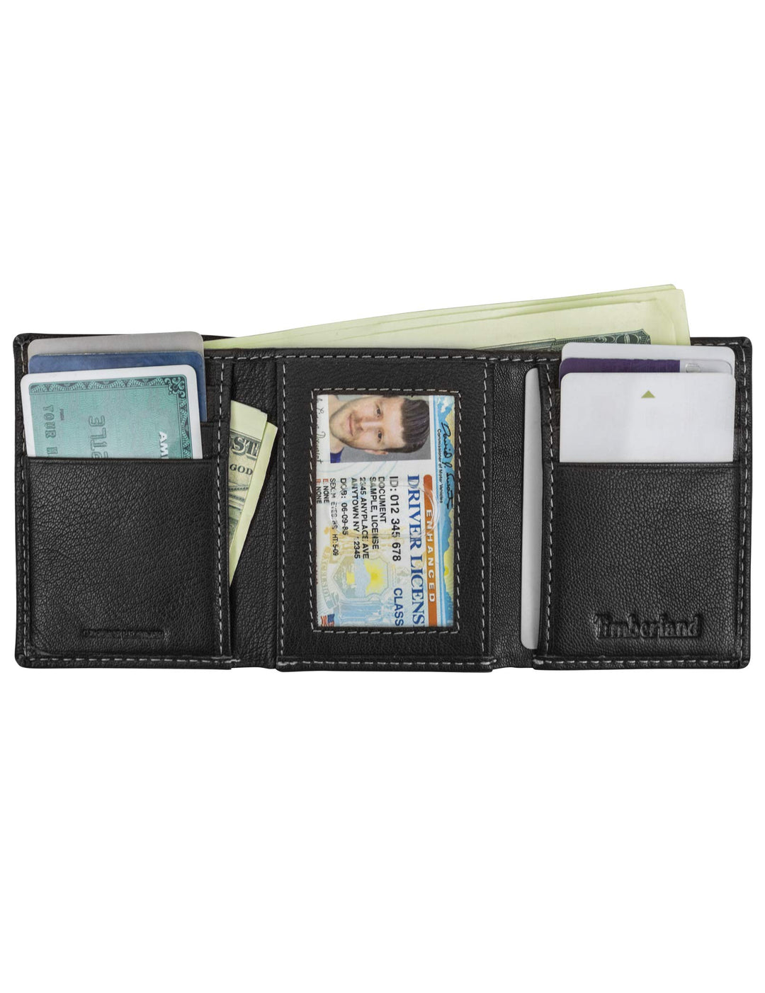 Men's Leather Trifold Wallet with Id Window, Black (Blix), One Size