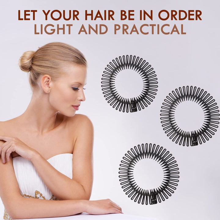 comb Headband full circle stretch comb 3pcs tooth flexible plastic comb headband clear for women girl