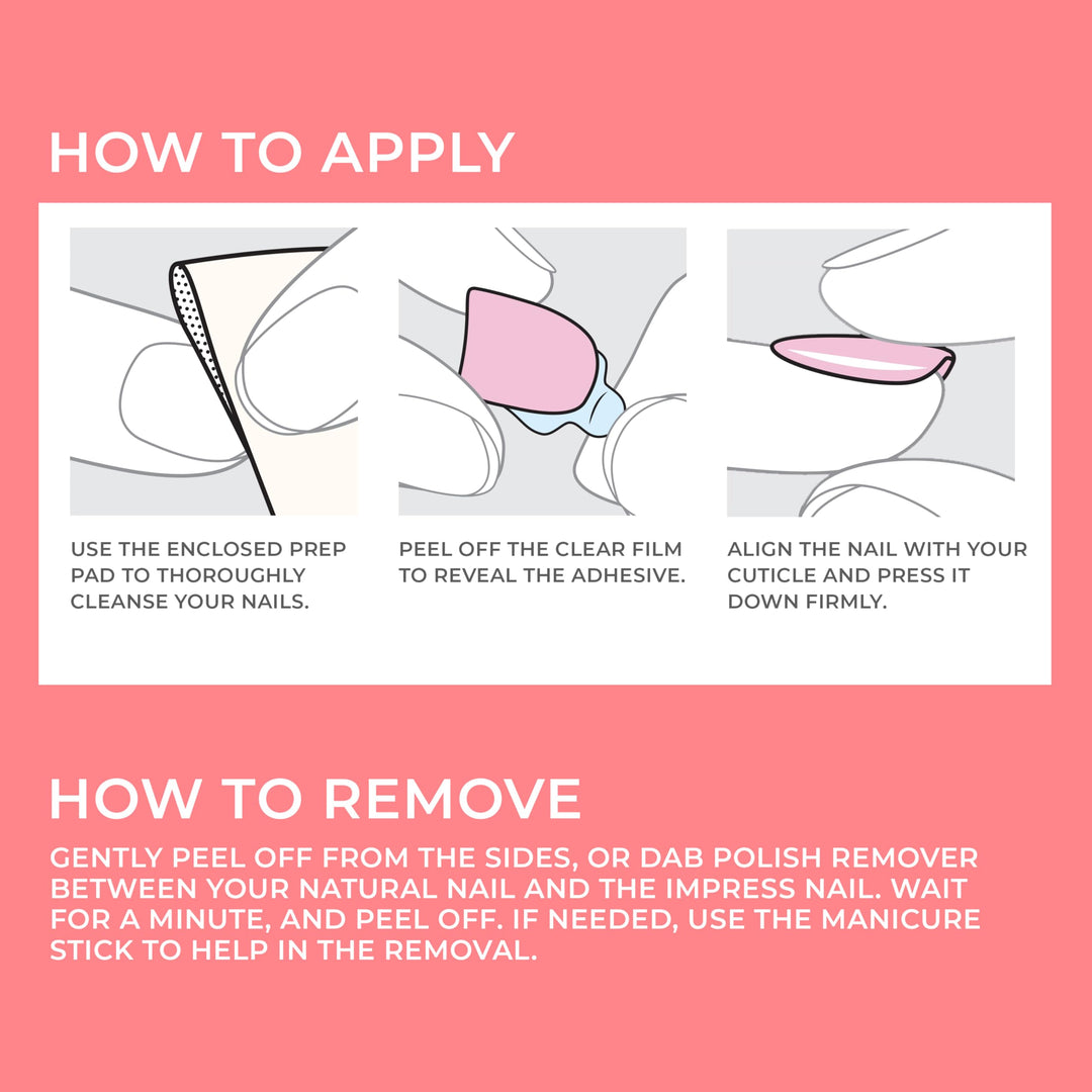 KISS No Glue Mani Press On Nails, Color, 'Pretty Pink', Pink, Short Size, Squoval Shape, Includes 30 Nails, Prep Pad, Instructions Sheet, 1 Manicure Stick, 1 Mini File