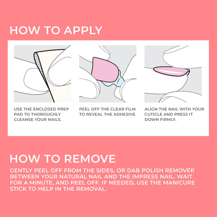 KISS No Glue Mani Press On Nails, Color, 'Pretty Pink', Pink, Short Size, Squoval Shape, Includes 30 Nails, Prep Pad, Instructions Sheet, 1 Manicure Stick, 1 Mini File