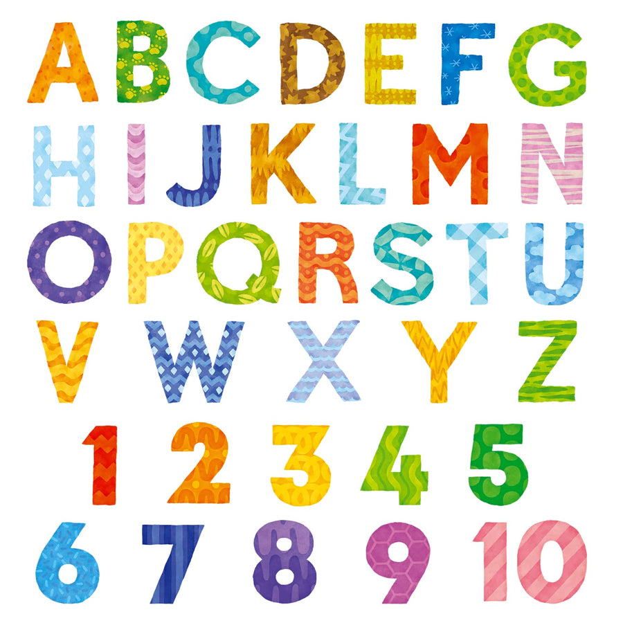 DS9-4003 Uppercase Alphabet Letter Numbers Kids Wall Stickers Wall Decals Peel and Stick Removable Wall Stickers for Kids Nursery Bedroom Living Room