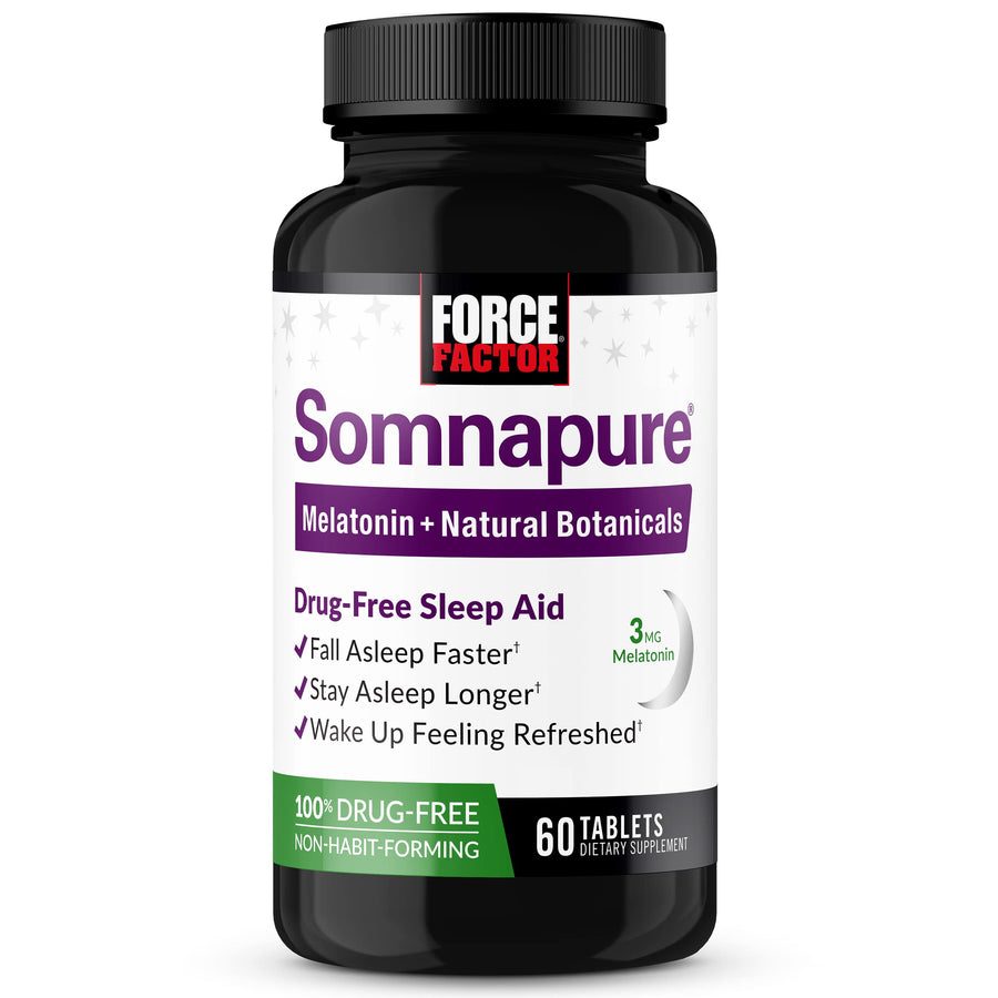 Somnapure Drug-Free Sleep Aid for Adults for Occasional Sleeplessness with Melatonin & Valerian, Non-Habit-Forming Sleeping Pills, Fall Asleep Faster, Wake Up Refreshed, 60 Tablets
