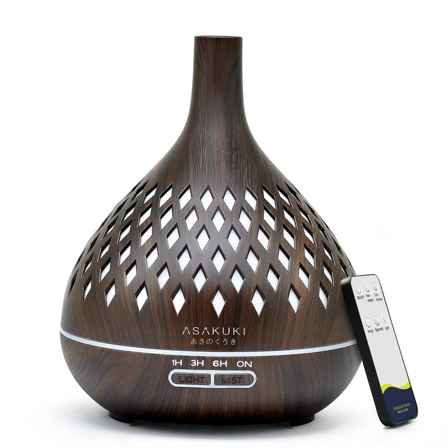 400ml Essential Oil Diffuser with Remote Control, Aromatherapy Oil Diffuser with Cool Mist, Waterless Auto Shut-Off Humidifier and 7 Color LED Night Lights for Home Baby Office