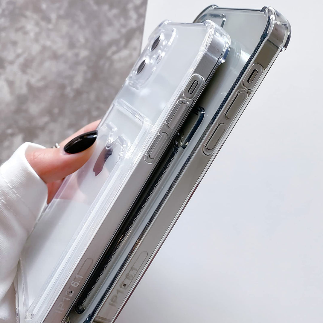 Clear Wallet Phone Case for iPhone 12 Pro Max Upgrade Card Slot Case Slim Fit Protective Soft TPU Shockproof Cover with Cute Card Holder for Apple iPhone 12 Pro Max 6.7 inch (2020) (Clear)