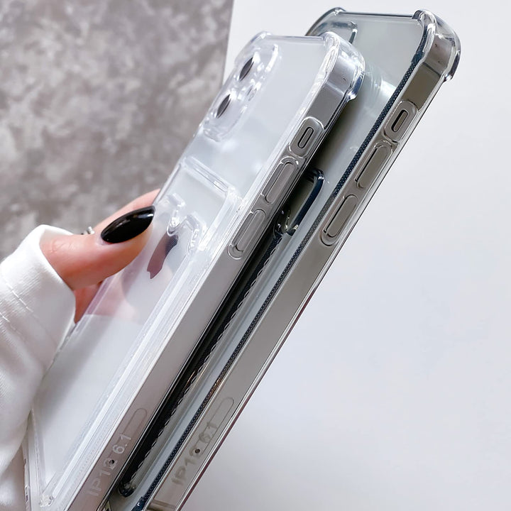 Clear Wallet Phone Case for iPhone 12 Pro Max Upgrade Card Slot Case Slim Fit Protective Soft TPU Shockproof Cover with Cute Card Holder for Apple iPhone 12 Pro Max 6.7 inch (2020) (Clear)