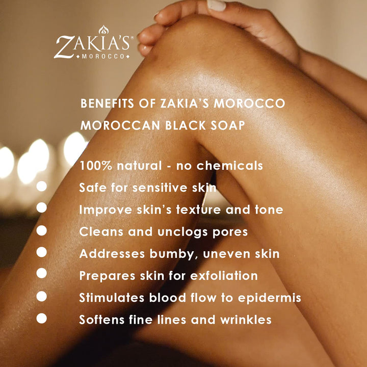 Zakia's Morocco Moroccan Black Soap (Beldi Olive Soap) Argan Oil Unscented, 100% natural, Body Scrub, Pure & Natural, Purifying, Cleansing, exfoliating for Hammam Ritual- 16.0 Oz / 552gr Value Size