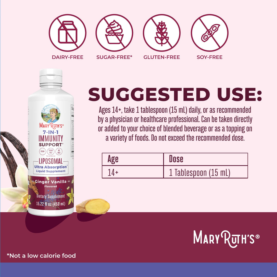 7 in 1 Immunity Liposomal | Elderberry Liquid with Vitamin C | Liquid Vitamins | Immune Support Supplement | Elderberry with Zinc and Vitamin C | Vegan| Gluten Free | 30 Servings