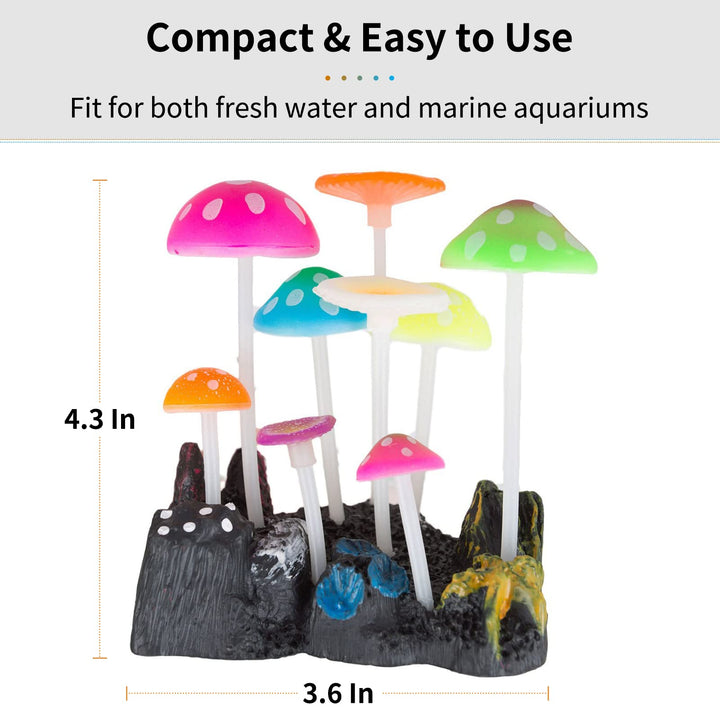 Glowing Effect Artificial Mushroom Aquarium Plant Decor Ornament Decoration for Fish Tank Landscape