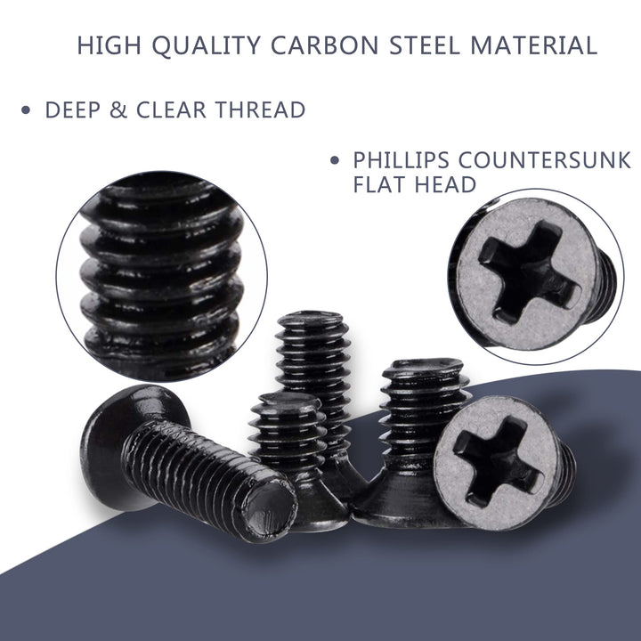 600pcs M2 Laptop Notebook Computer Replacement Screws, Phillips Flat Head Countersunk Machine Screw Bolts Nuts Washers Assortment Kit, M2 x 4mm/ 5mm/ 6mm/ 8mm for PC, SSD Repair, NVMe Drive Black