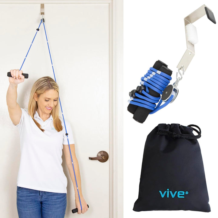 Shoulder Pulley for Physical Therapy - Rotator Cuff Pain Pulley System - Over Door Rehab Exerciser - With Durable Metal Pulley & Comfortable Padded Handles (FSA/HSA Approved)