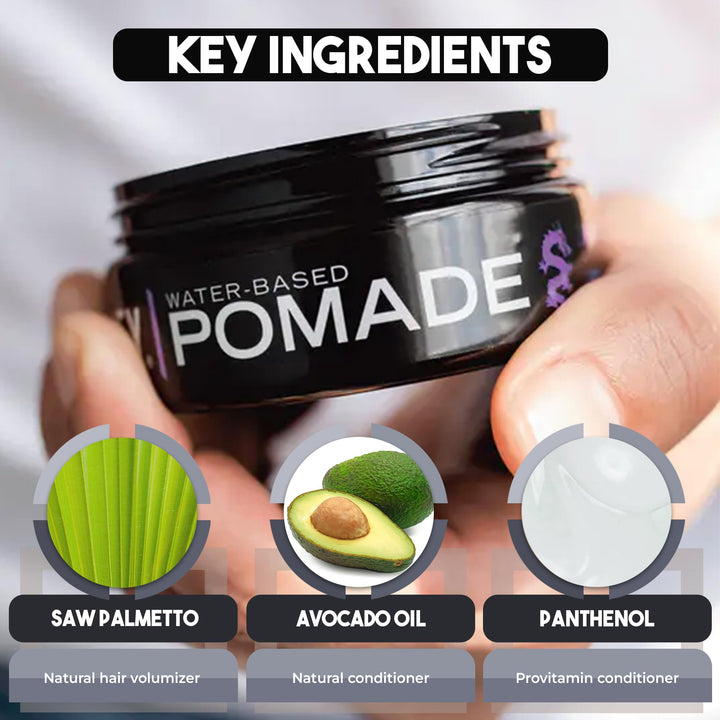 Lunatic Fringe Water-Based Pomade for Men, Strong Hold, High Shine, Water Soluble and Vegan Hair Product Ideal for Medium to Long Thick Mane, 3 oz