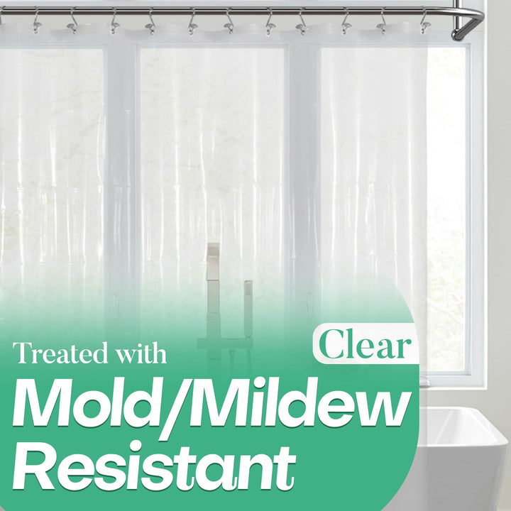 Clear Shower Curtain Liner with 3 Magnets, 72x72 Premium Flexible Sturdy Plastic Shower Curtain for Bathroom Lightweight, Waterproof, Clear