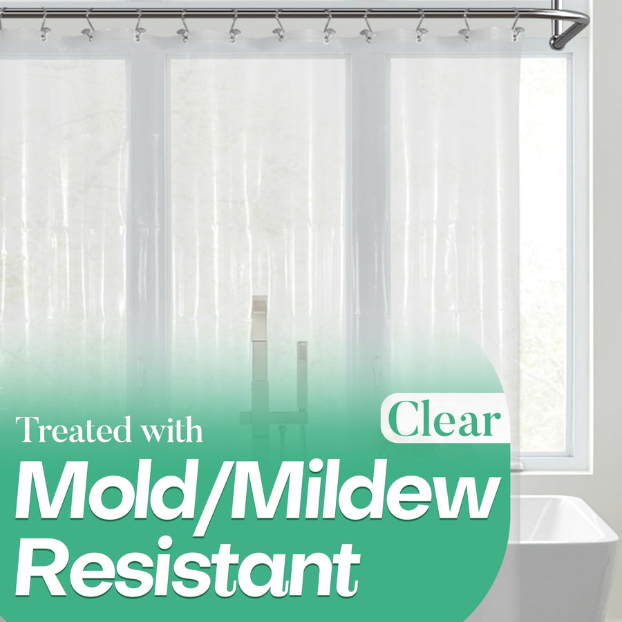 Clear Shower Curtain Liner with 3 Magnets, 72x72 Premium Flexible Sturdy Plastic Shower Curtain for Bathroom Lightweight, Waterproof, Clear