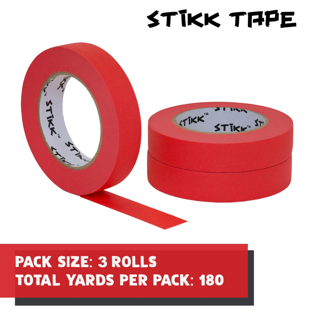 Painters Tape - 3pk Red Painter Tape - 1 inch x 60 Yards - Paint Tape for Painting, Edges, Trim, Ceilings - Masking Tape for DIY Paint Projects - Residue-Free Painting Tape