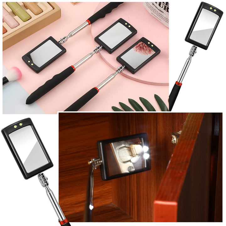 3 Pieces Telescoping Inspection Mirror Observe Mirror Inspection Tool for Check The Condition of The Vehicle (7.9 x 2.5 x 1.2 Inch, Rectangle)