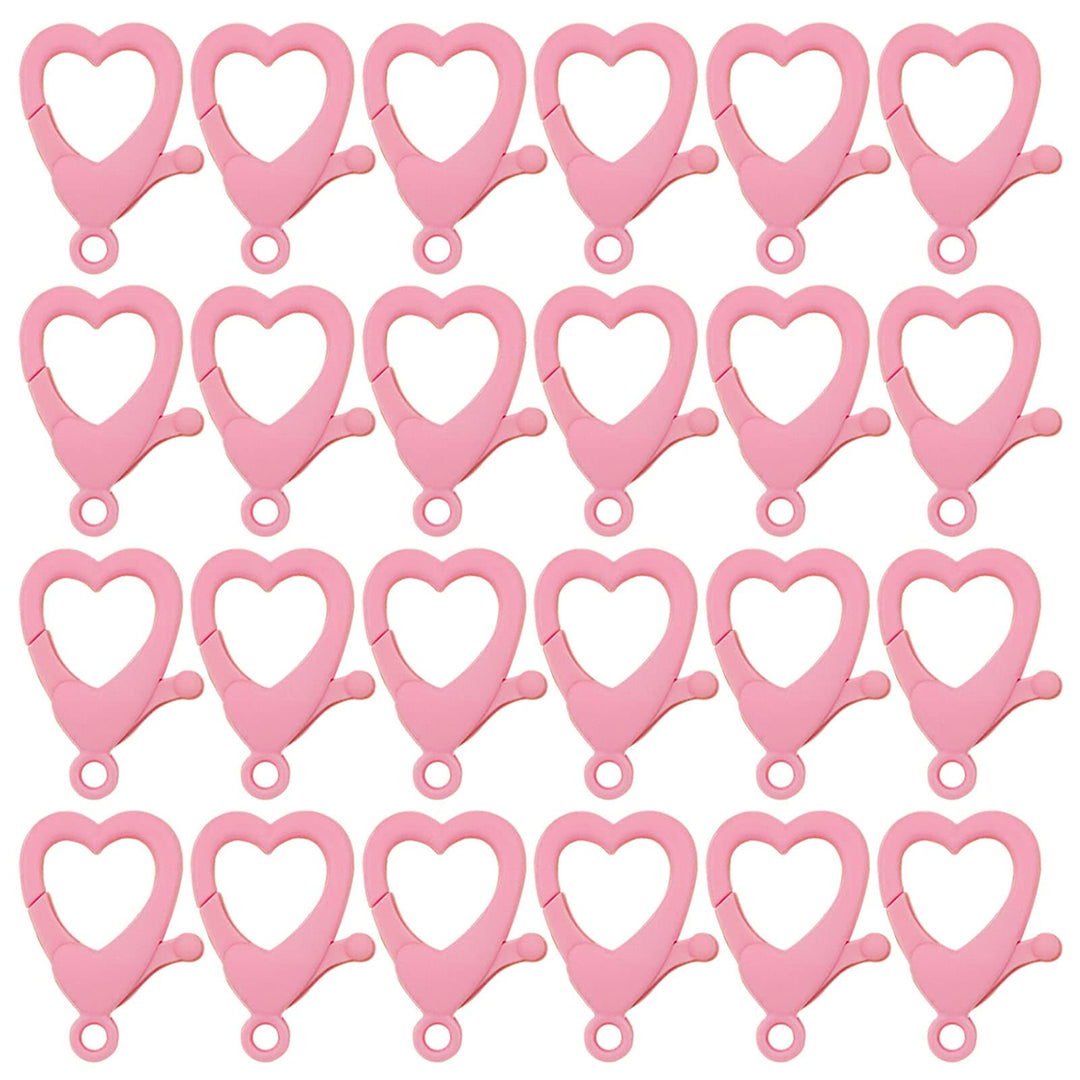 60Pieces Hard Plastic Lobster Claw Clasps Heart-Shaped Lobster Clasp Hooks Clip Cute Lanyard Snap Clip Hooks Curved Clip Fastener Backpack Clasp for DIY Jewelry Making, Handmade Crafts (Pink, 35x20mm)