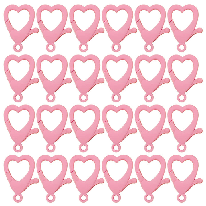 60Pieces Hard Plastic Lobster Claw Clasps Heart-Shaped Lobster Clasp Hooks Clip Cute Lanyard Snap Clip Hooks Curved Clip Fastener Backpack Clasp for DIY Jewelry Making, Handmade Crafts (Pink, 35x20mm)