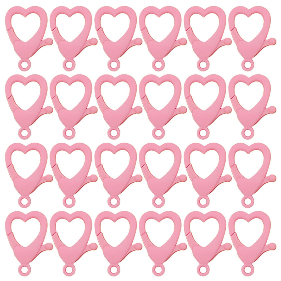 60Pieces Hard Plastic Lobster Claw Clasps Heart-Shaped Lobster Clasp Hooks Clip Cute Lanyard Snap Clip Hooks Curved Clip Fastener Backpack Clasp for DIY Jewelry Making, Handmade Crafts (Pink, 35x20mm)
