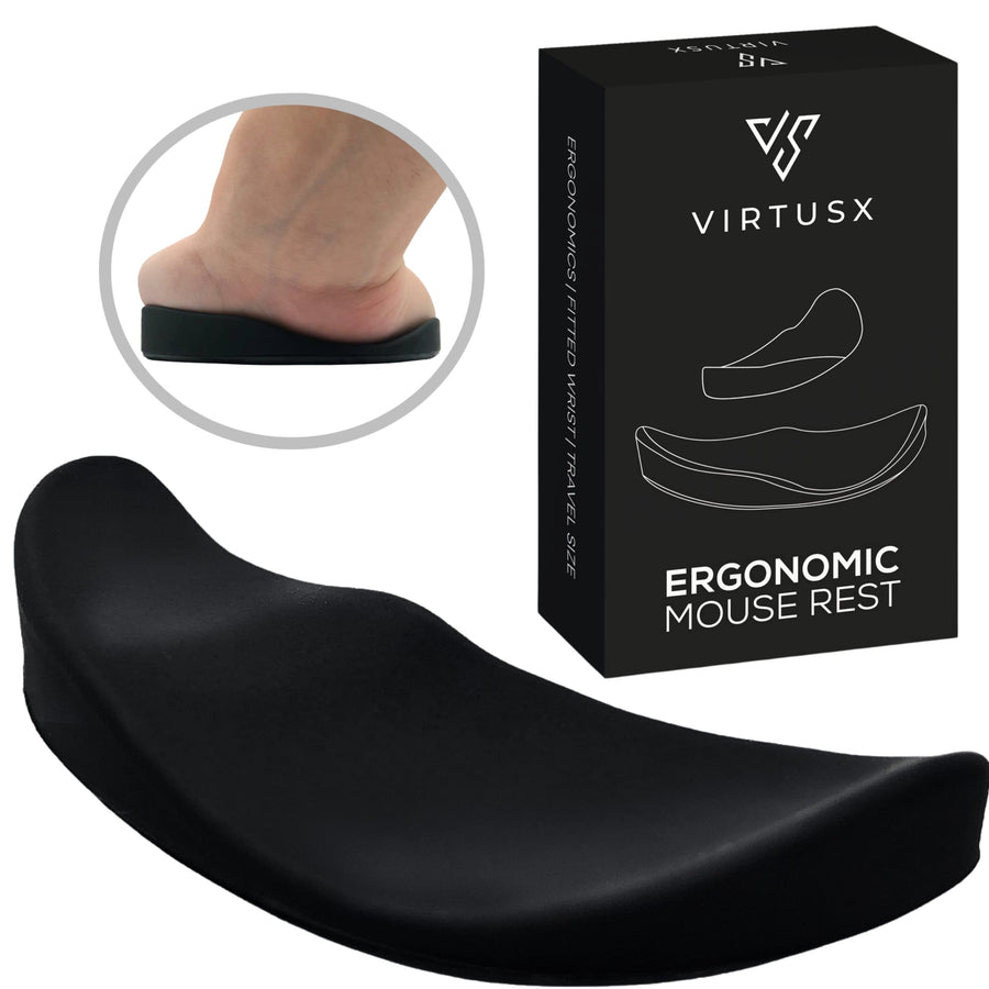 Virtusx Ergonomic Mouse Wrist Rest, Gliding Palm Wrist Support, Sliding Wrist Pad for Office Work, Gaming, Coding. Designed for Carpal Tunnel Syndrome and Pain Relief (Black)