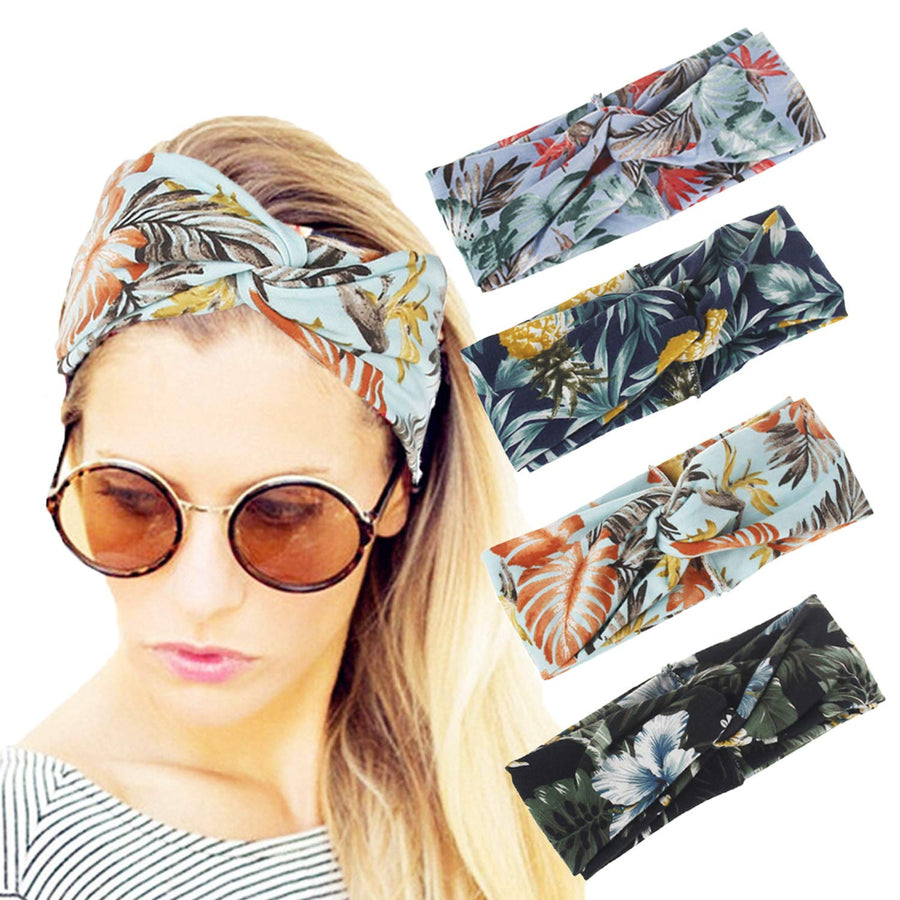 Wide Headbands for Women Black Stylish Knotted Head Wraps Boho Thick Hairbands Large African Sport Yoga Workout Running Turban Headband Hair Accessories Head Scarf