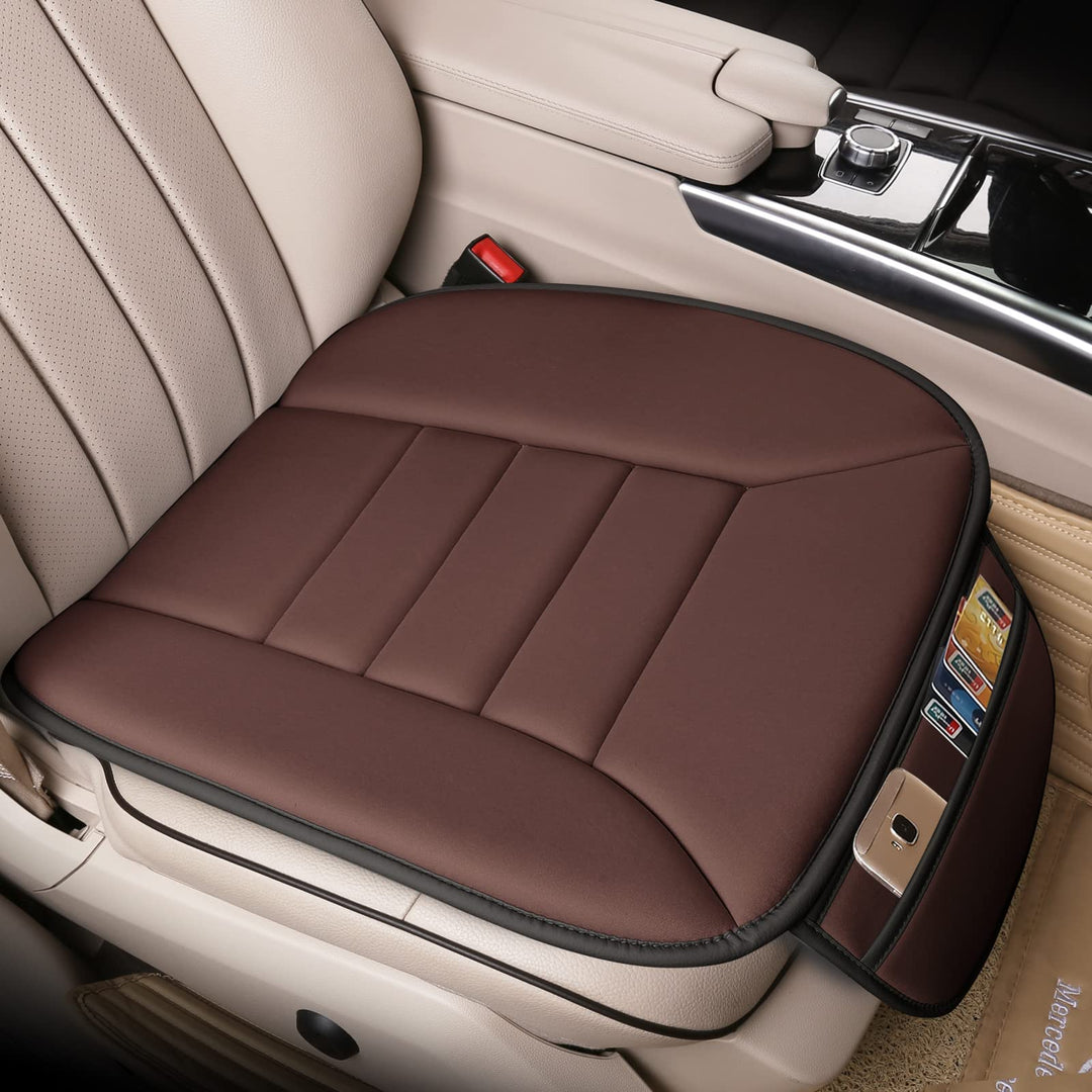 Premium Car Seat Cushion, Driver Seat Cushion with Comfort Memory Foam & Non-Slip Rubber Bottom, Car Seat Pad Works with 95% of Vehicles and Office Chair or Home (Brown)