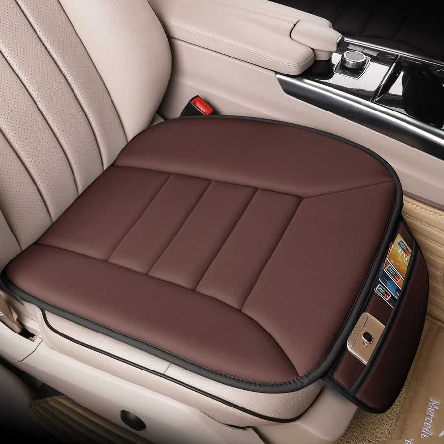 Premium Car Seat Cushion, Driver Seat Cushion with Comfort Memory Foam & Non-Slip Rubber Bottom, Car Seat Pad Works with 95% of Vehicles and Office Chair or Home (Brown)