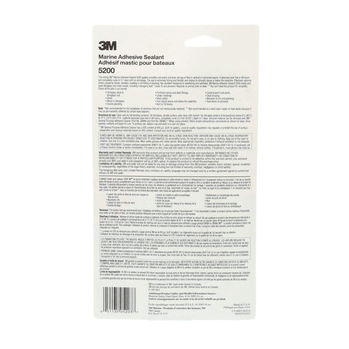 Marine Adhesive Sealant 5200 (05203) Permanent Bonding and Sealing for Boats and RVs Above and Below the Waterline Waterproof Repair, White, 3 fl oz Tube