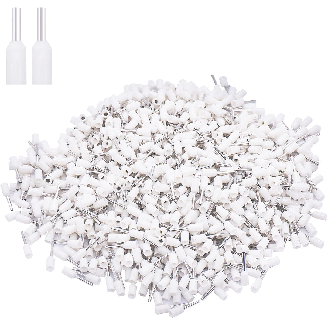 1000PCS Wire Ferrule Connectors AWG20 0.75mm² White Insulated Crimp Pin Terminals Nylon Copper Crimp Ferrules Wire Connector Sleeves for Electrical Projects VE7508-W