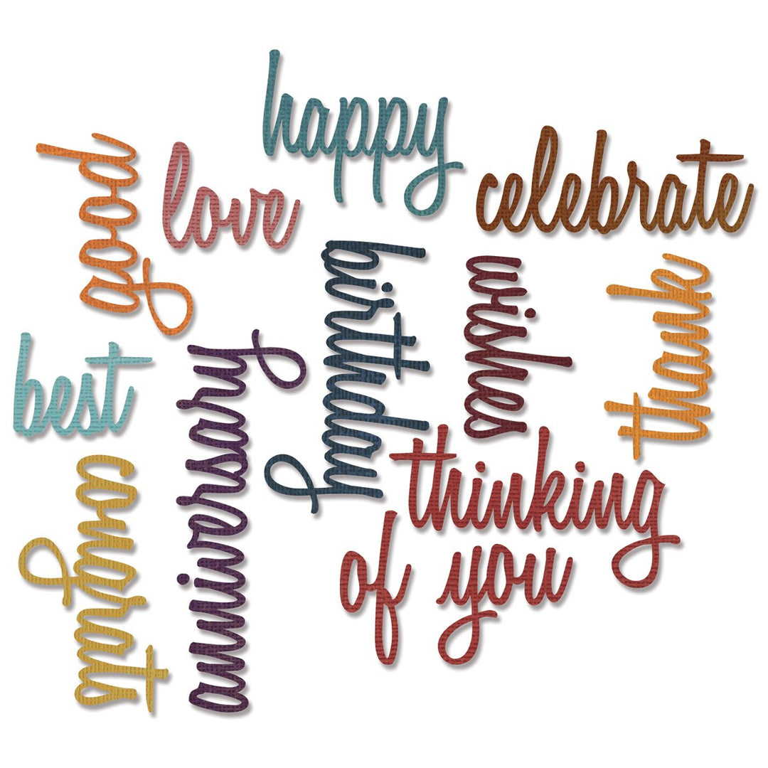 SIZ660223 Tholtz Thinlits Die Celebration Words Scrpt Tholtz Thinlits Die , White