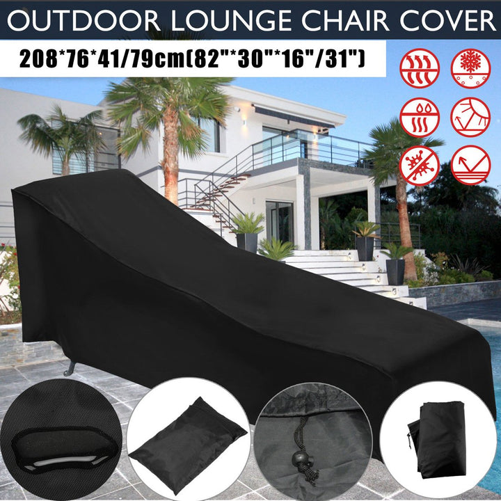 Sun Lounger Cover Waterproof Sunbed Cover Outdoor Garden Patio Furniture with a Storage Bag,Black,208x76x41/79cm