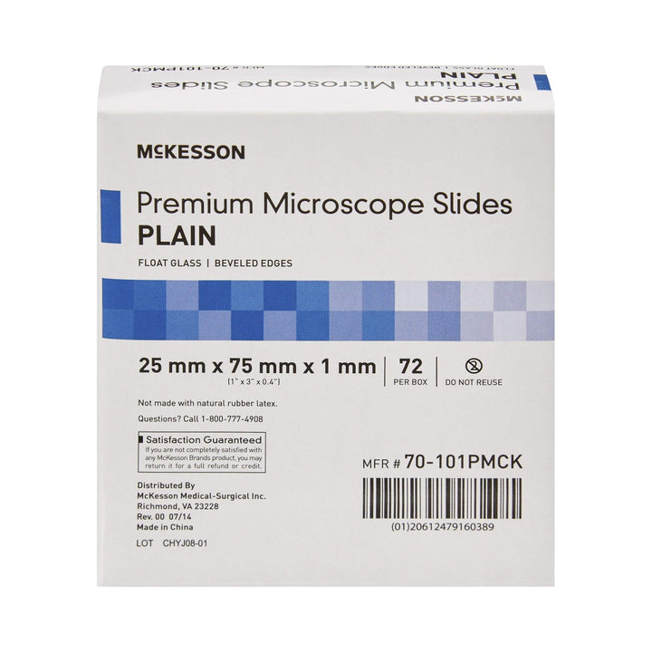 Premium Microscope Slides, Plain, Float Glass, Beveled Edges, 25 mm x 75 mm x 1 mm, 72 Count