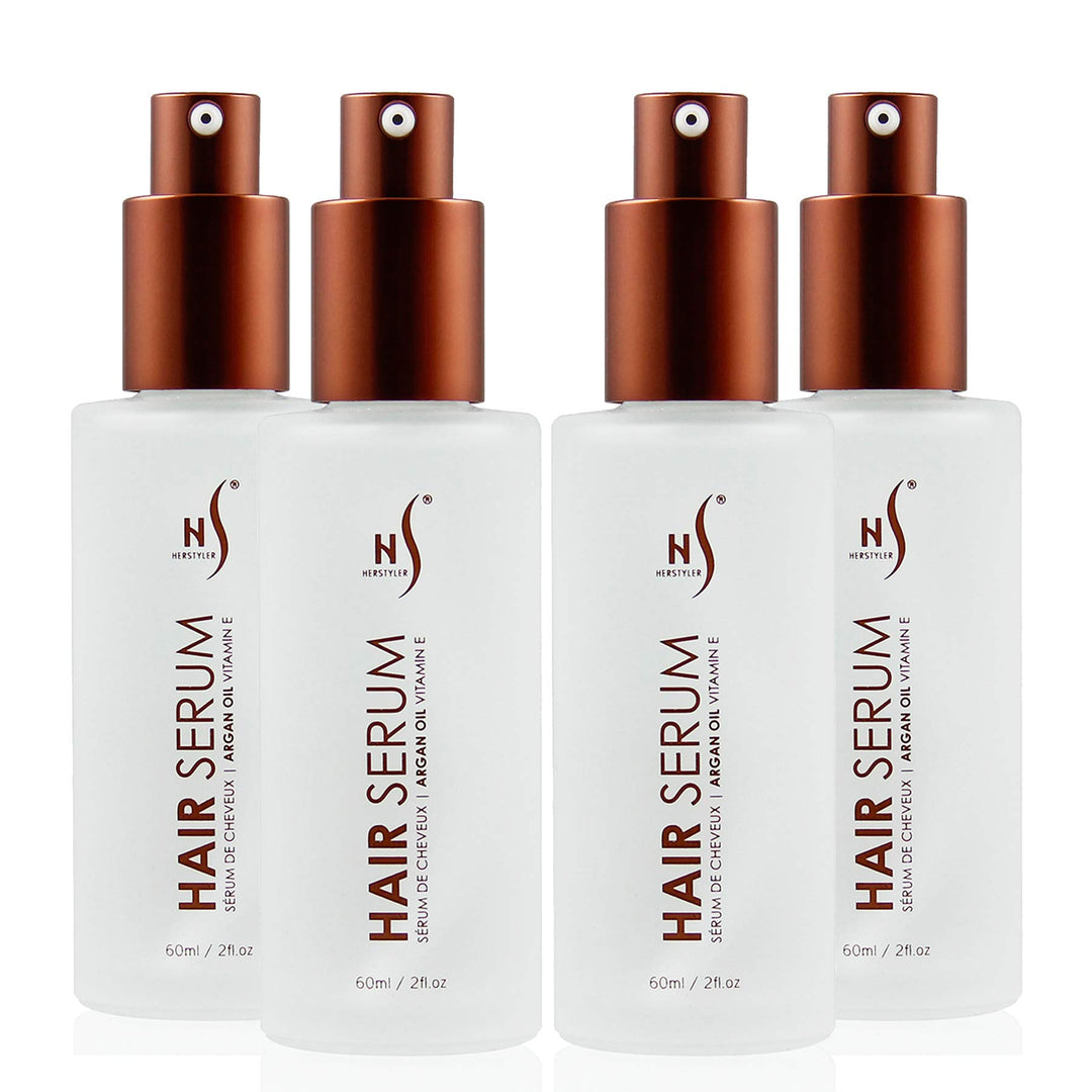 Serum, 4 Pack - Hair Styling Agent with Argan Oil for Dry, Damaged Hair - Frizz Control Serum for Straightening, Shine, Trendy Tresses