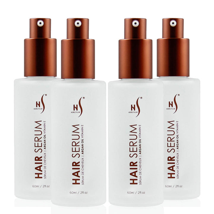 Serum, 4 Pack - Hair Styling Agent with Argan Oil for Dry, Damaged Hair - Frizz Control Serum for Straightening, Shine, Trendy Tresses