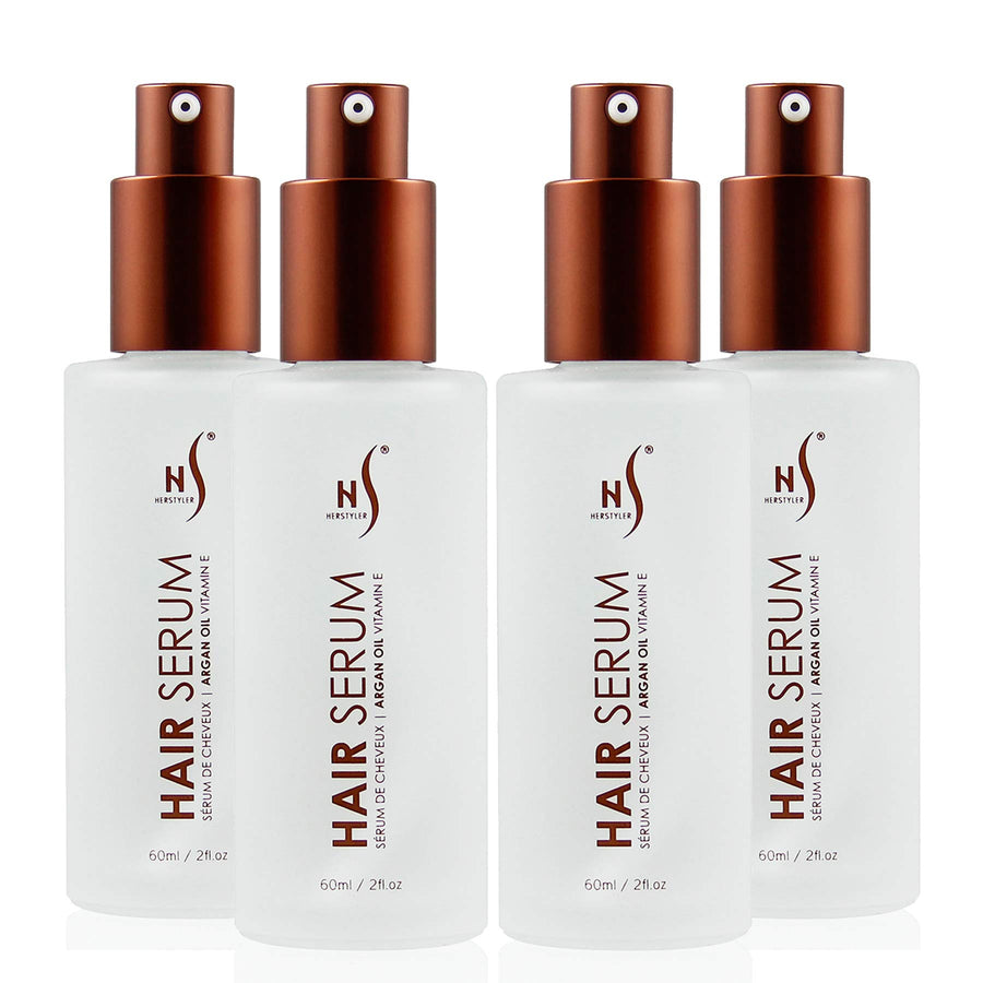 Serum, 4 Pack - Hair Styling Agent with Argan Oil for Dry, Damaged Hair - Frizz Control Serum for Straightening, Shine, Trendy Tresses