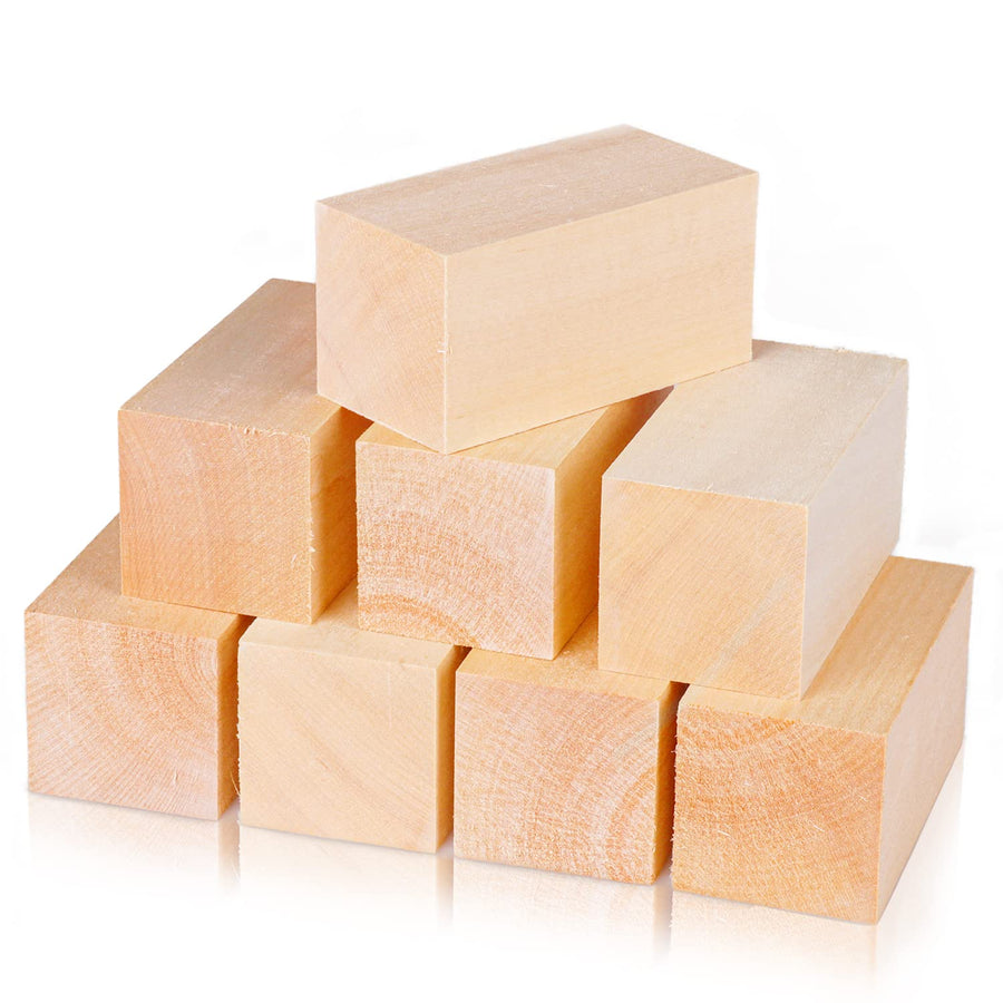 8 Pack Basswood Carving Blocks 4 X 2 X 2 Inch, Large Whittling Wood Carving Blocks Cubes Kit for Kids Adults Beginners or Expert, Home/Arts/Crafts/Class/Christmas DIY Supplies