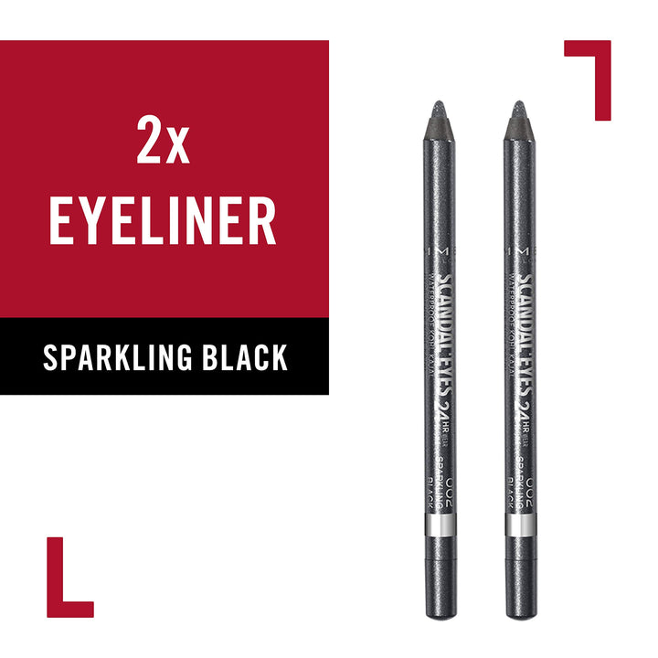 Scandaleyes Waterproof Kohl Kajal Liner, Black, 0.04 Ounce (Pack of 2)