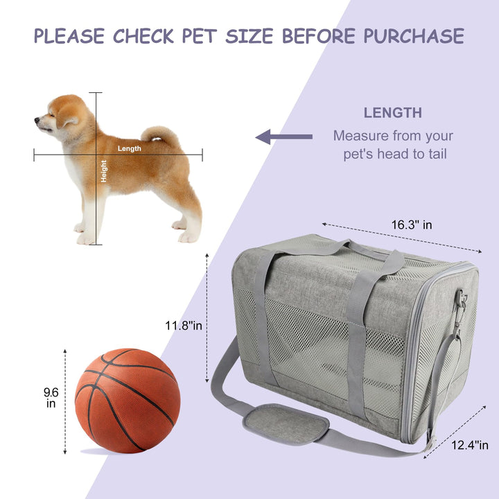 Cat Carrier Dog Carriers for Small Dogs Soft Slided Airline Approved Collapsible Pet Travel Carrier, Small (16.3 L x 11.8 H x 12.4 W)