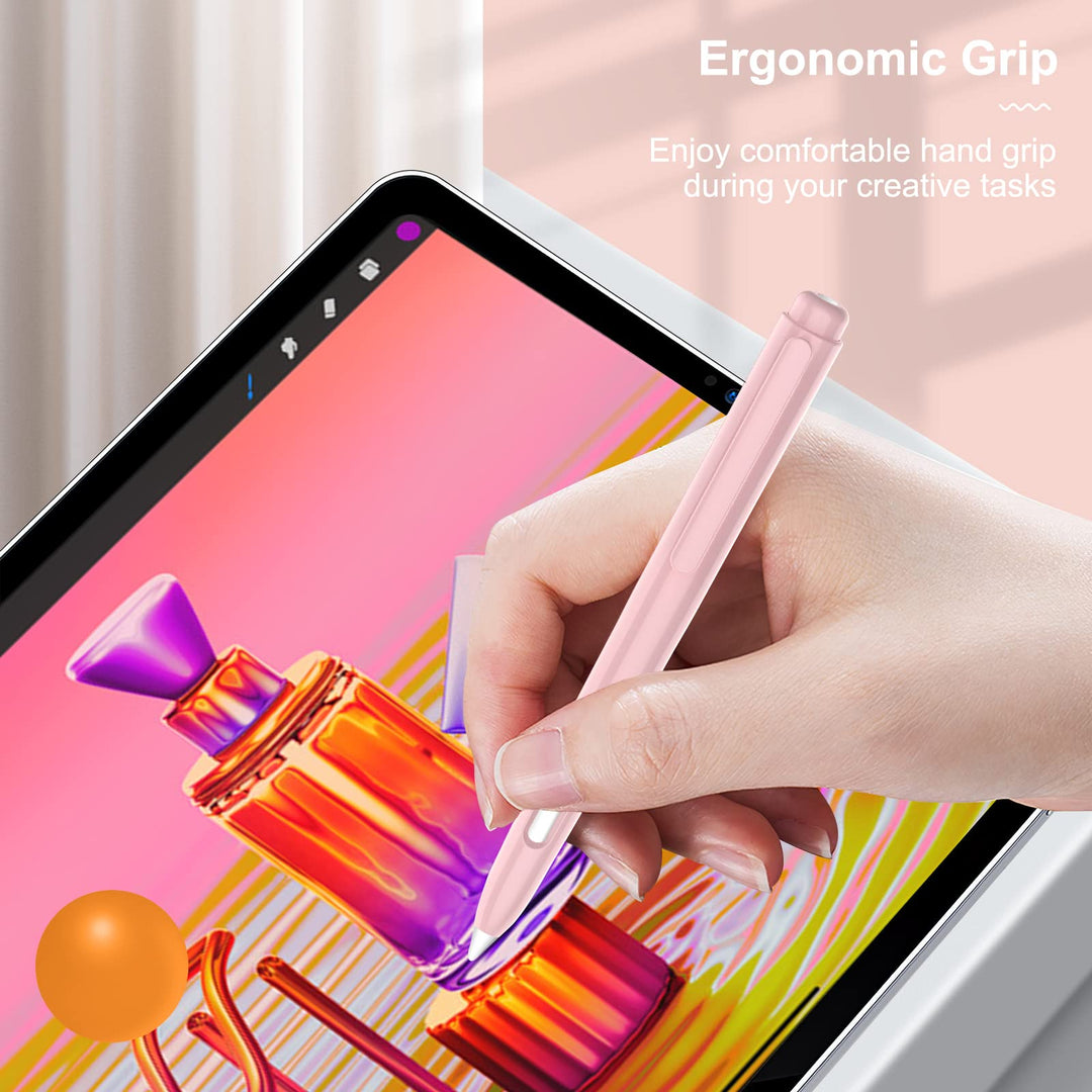 Holder Case Compatible with Apple Pencil 2nd Generation, Retractable Protective Apple Pencil Cover with Sturdy Clip, Hard PC Apple Pencil Case, Support Double-Tap,Light Pink