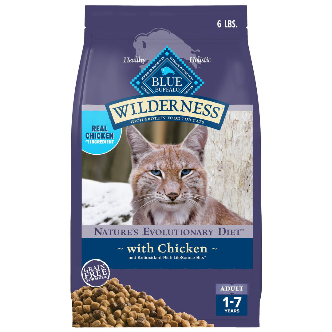 Wilderness Nature's Evolutionary Diet High-Protein, Grain-Free Natural Dry Food for Adult Cats, Chicken, 6-lb. Bag