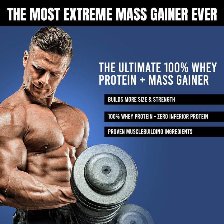 Mass Gainer Powder | Mass-Tech Extreme 2000 | Whey Protein Muscle Builder for Men & Women |Creatine Monohydrate + Carbs | Max-Protein for Weight Gain | Vanilla, 7 lb