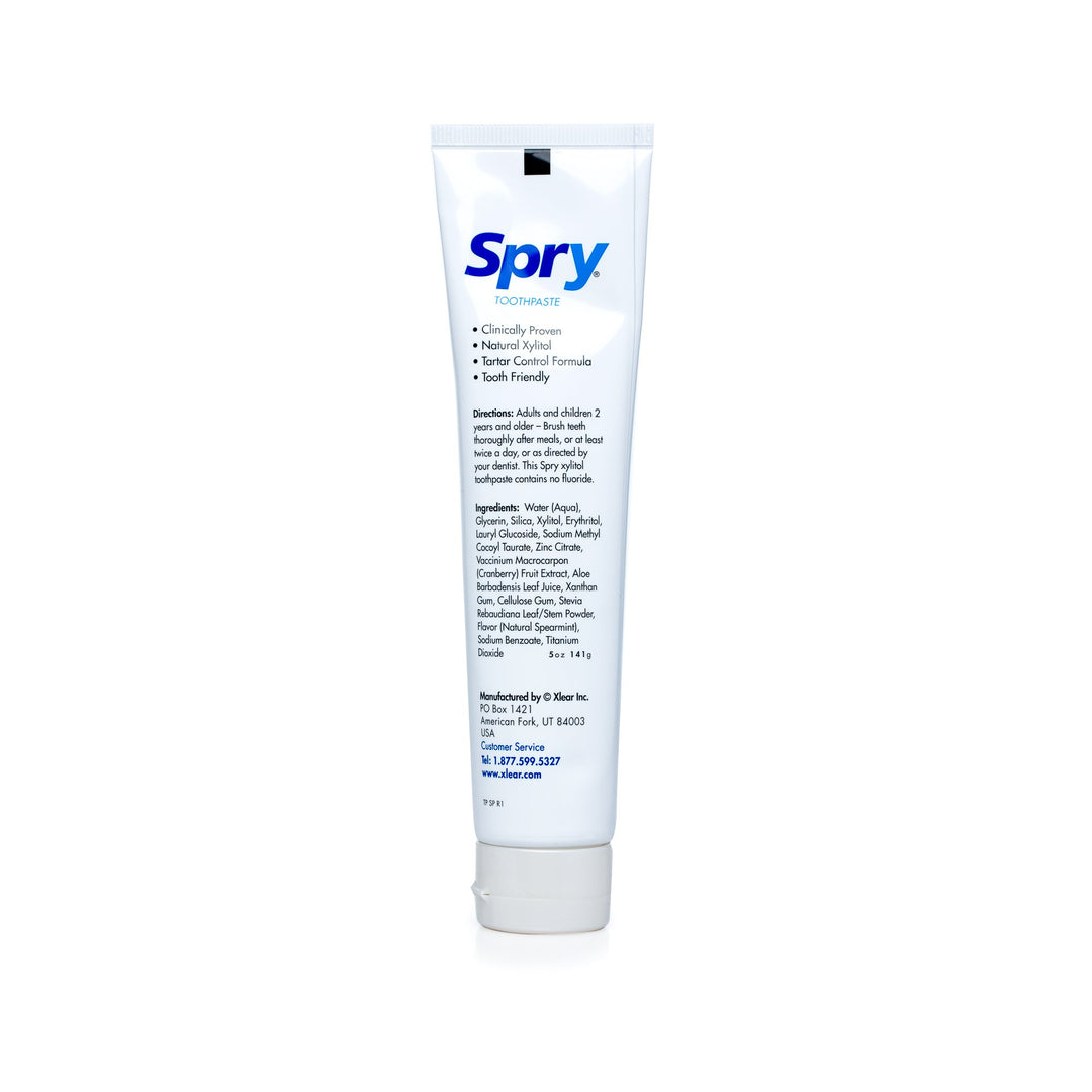 Xylitol Toothpaste 5oz, Fluoride Free Toothpaste Adult and Kids, Teeth Whitening Toothpaste with Xylitol, Natural Breath Freshening, Mouth Moisturizing Ingredients, Spearmint (Pack of 1)